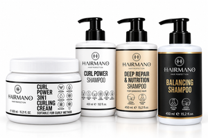 HAIRMANO Complete Hair Care Set – 4-Piece Collection | Curl Power Curling Cream 650 ml + 3 Shampoos 450 ml Each | Total 2,000 ml