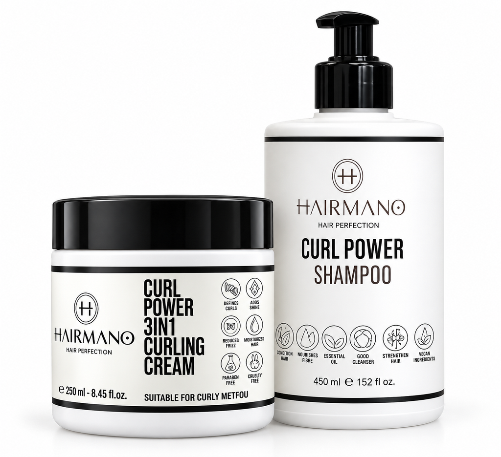 HAIRMANO Curl Power Hair Care Set – Curling Cream 250 ml + Shampoo 450 ml | Complete Care & Styling Set for Curly Hair