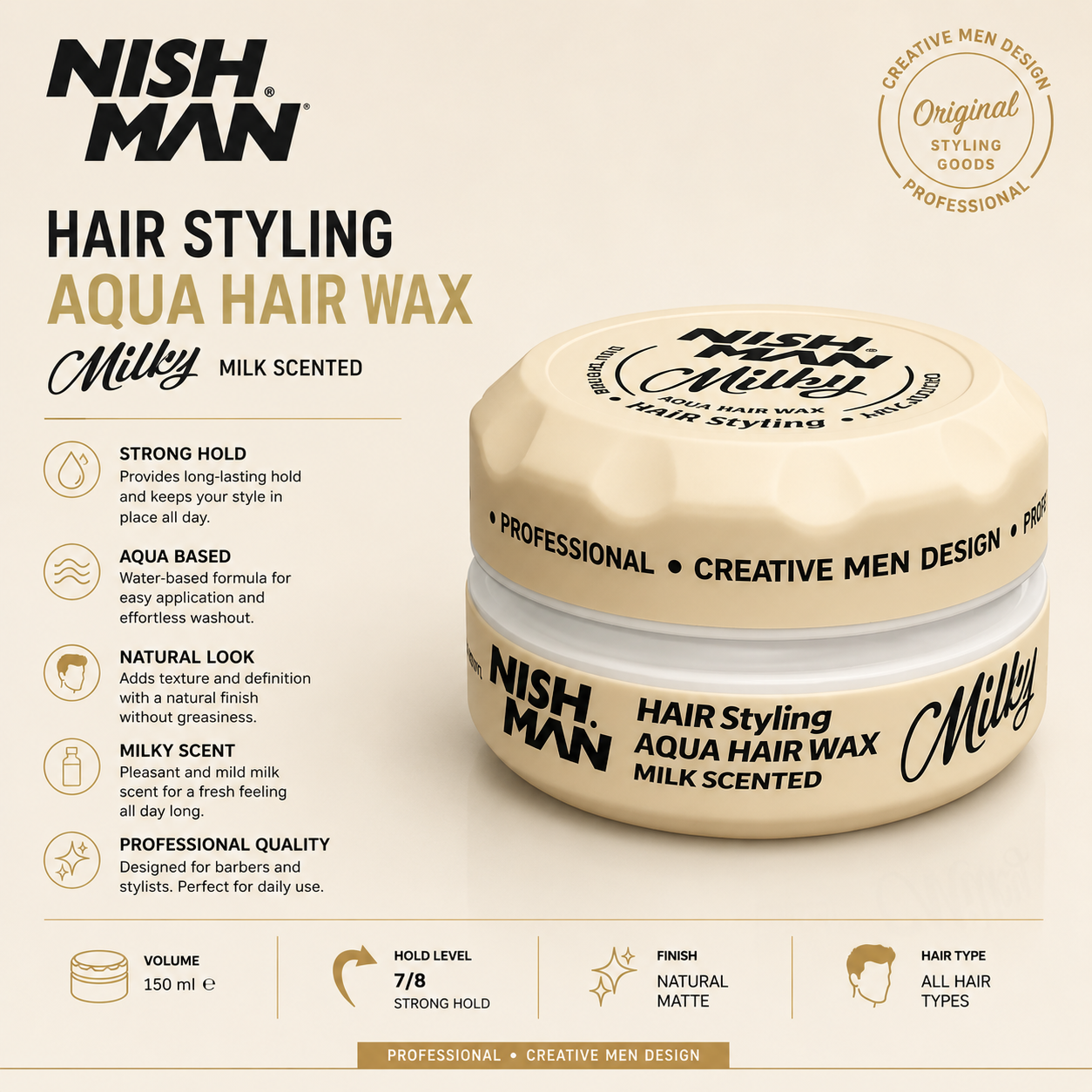 Nishman Hair Styling Wax Milky 150 ml | Hairwaxshop